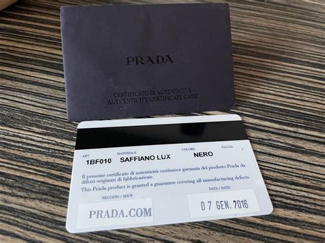 prada authentication|Prada authenticity certificate card.